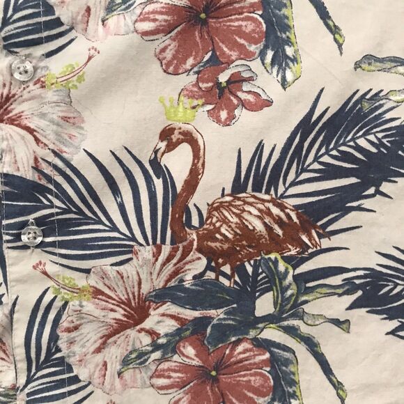 Molokai Surf Co Flamingo Floral Beach Hawaiian Mens Cotton Casual Shirt M - Picture 3 of 7